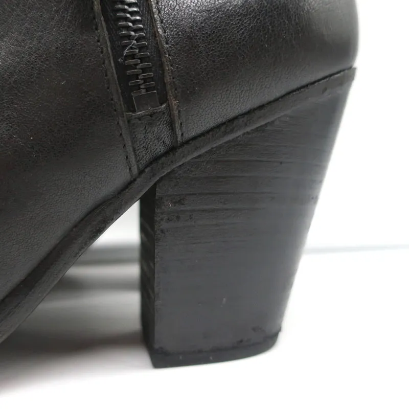Bottes cheville Rag & Bone Margot à zip latéral en cuir noir taille 37.5 avec talon haut