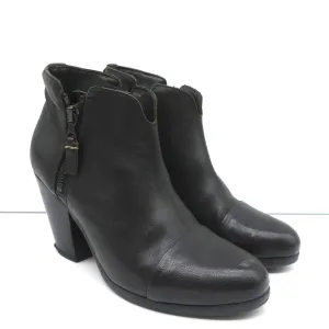 Bottes cheville Rag & Bone Margot à zip latéral en cuir noir taille 37.5 avec talon haut