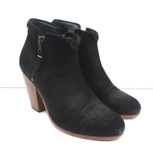 Bottes cheville Rag & Bone Margot à zip latéral en daim noir taille 37 à talon haut