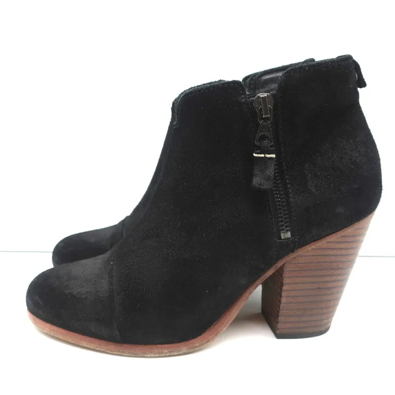 Bottes cheville Rag & Bone Margot à zip latéral en daim noir taille 37 à talon haut