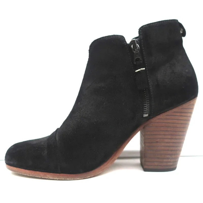 Bottes cheville Rag & Bone Margot à zip latéral en daim noir taille 37 à talon haut
