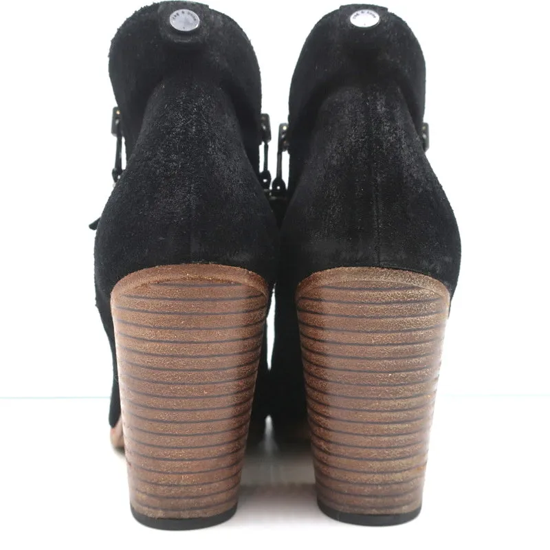 Bottes cheville Rag & Bone Margot à zip latéral en daim noir taille 37 à talon haut