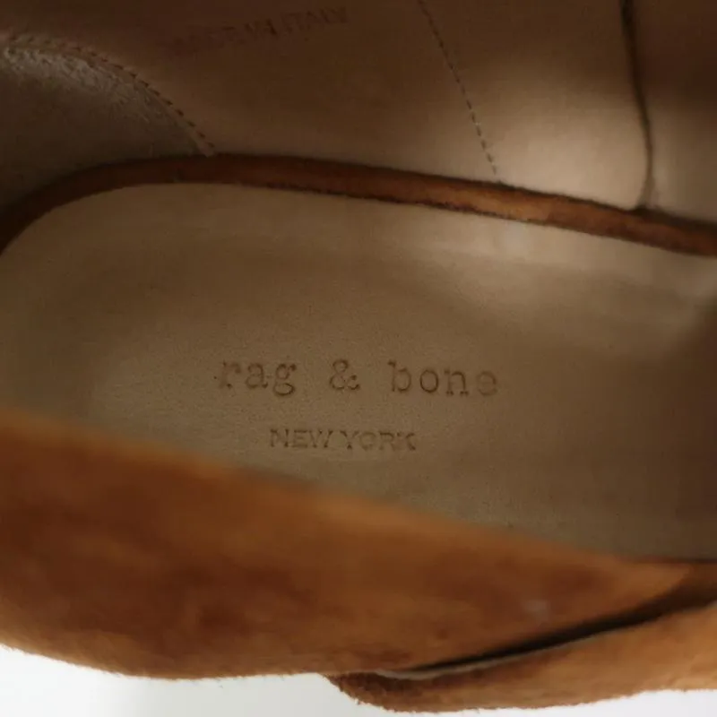 Bottines Rag & Bone à bout ouvert Mabel en daim marron taille 36 à talon haut