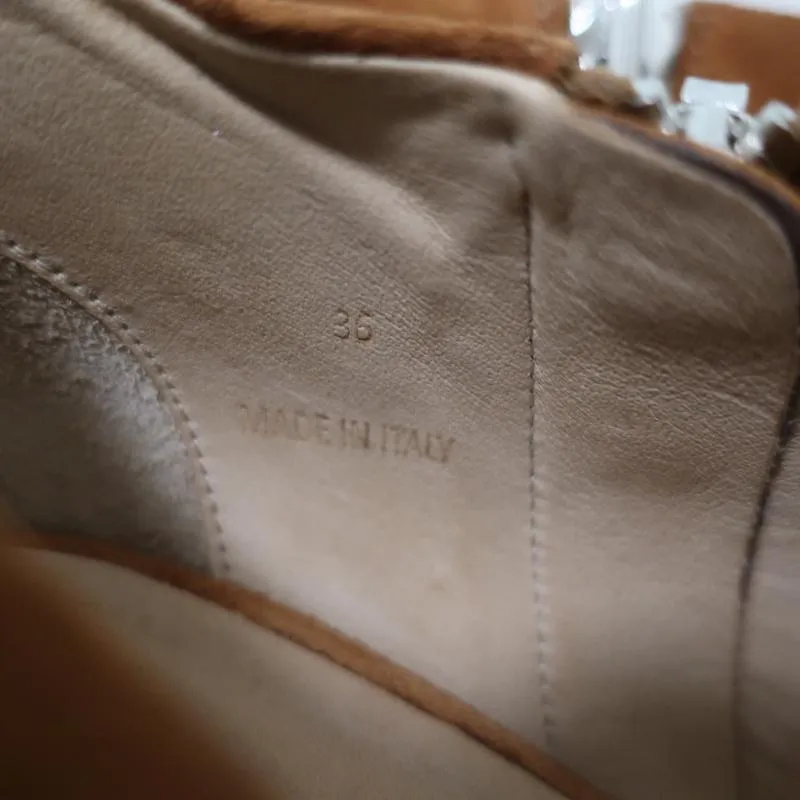 Bottines Rag & Bone à bout ouvert Mabel en daim marron taille 36 à talon haut
