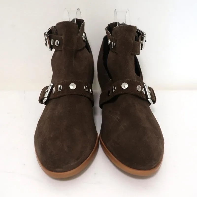 Bottines Rebecca Minkoff Abigail à boucle en daim marron taille 9 avec découpes