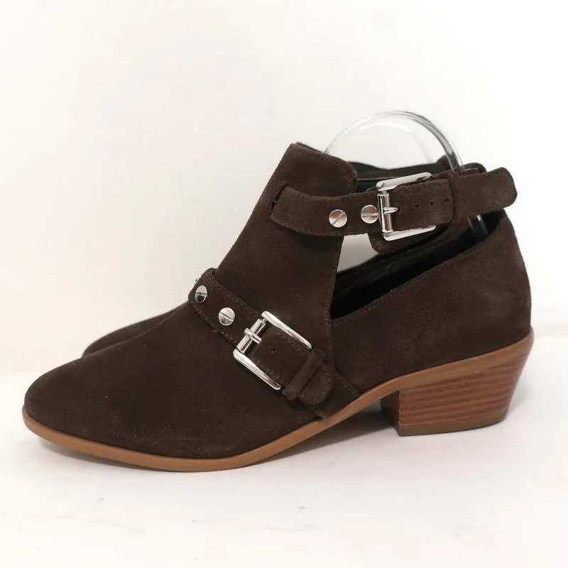Bottines Rebecca Minkoff Abigail à boucle en daim marron taille 9 avec découpes