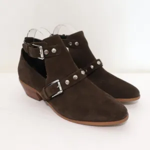 Bottines Rebecca Minkoff Abigail à boucle en daim marron taille 9 avec découpes