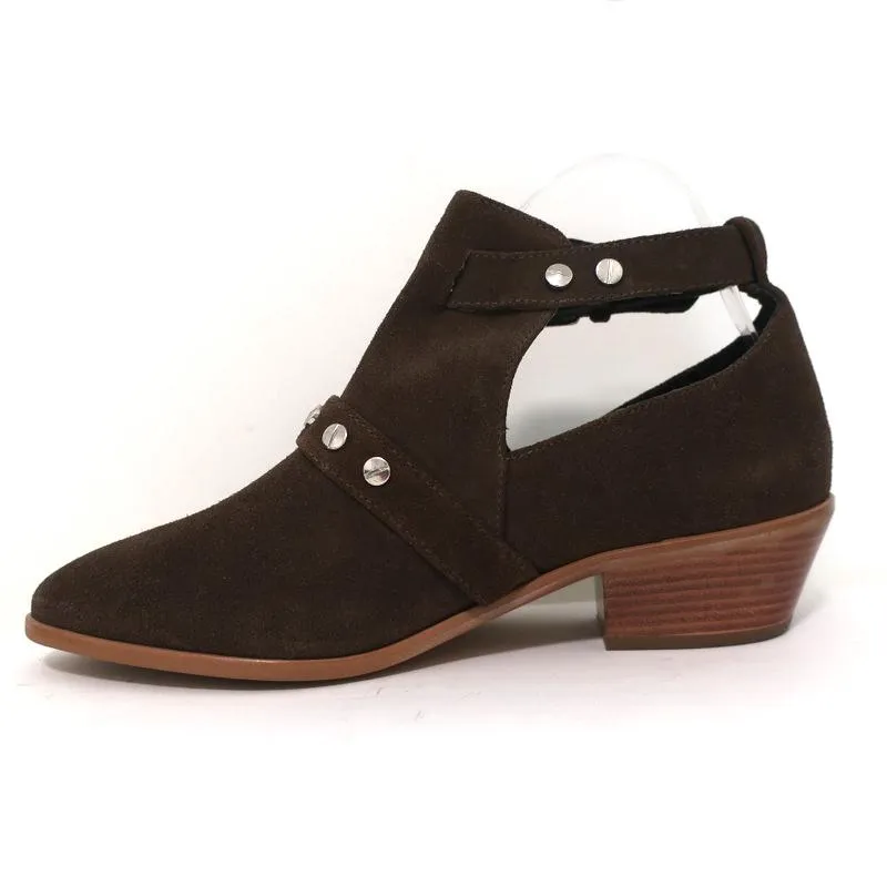 Bottines Rebecca Minkoff Abigail à boucle en daim marron taille 9 avec découpes