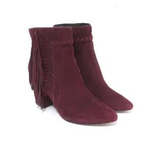 Bottines Rebecca Minkoff à franges en suédine vin Ilan, pointure 9, bout pointu
