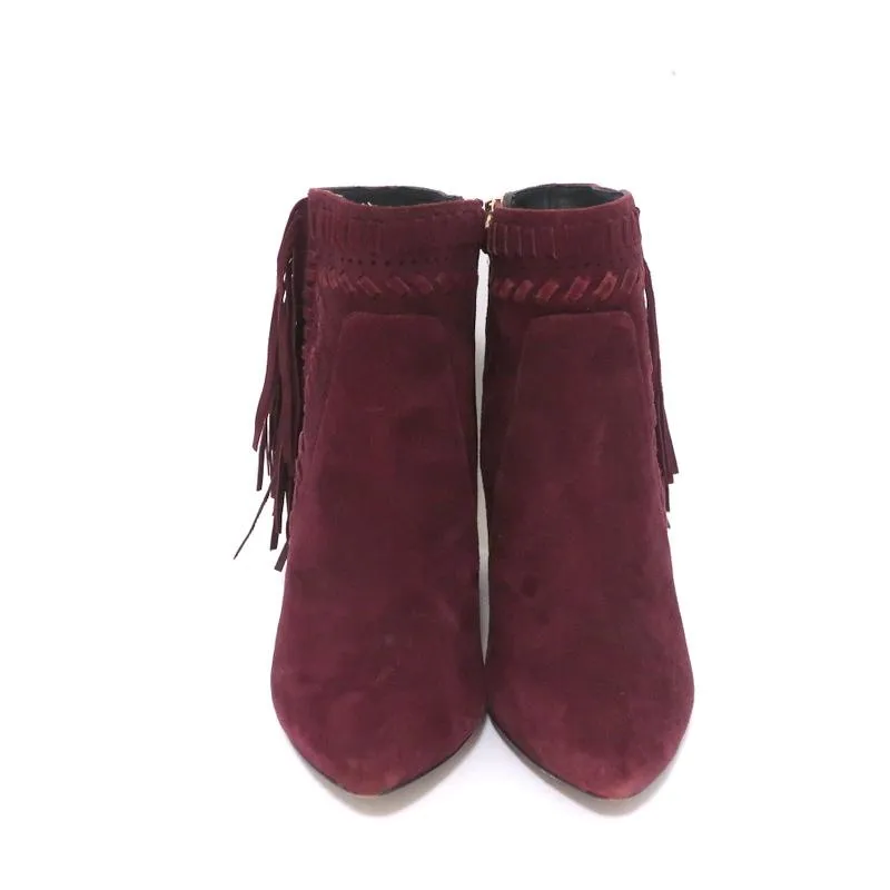 Bottines Rebecca Minkoff à franges en suédine vin Ilan, pointure 9, bout pointu