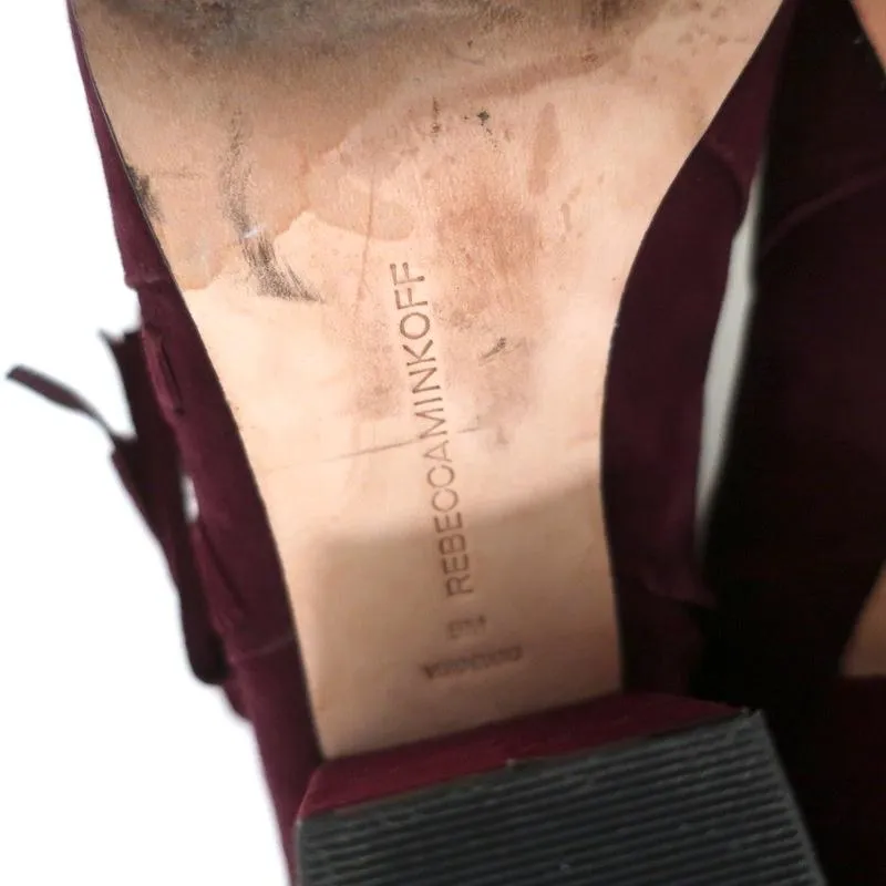 Bottines Rebecca Minkoff à franges en suédine vin Ilan, pointure 9, bout pointu
