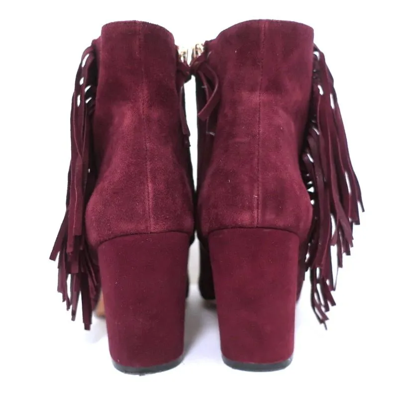 Bottines Rebecca Minkoff à franges en suédine vin Ilan, pointure 9, bout pointu