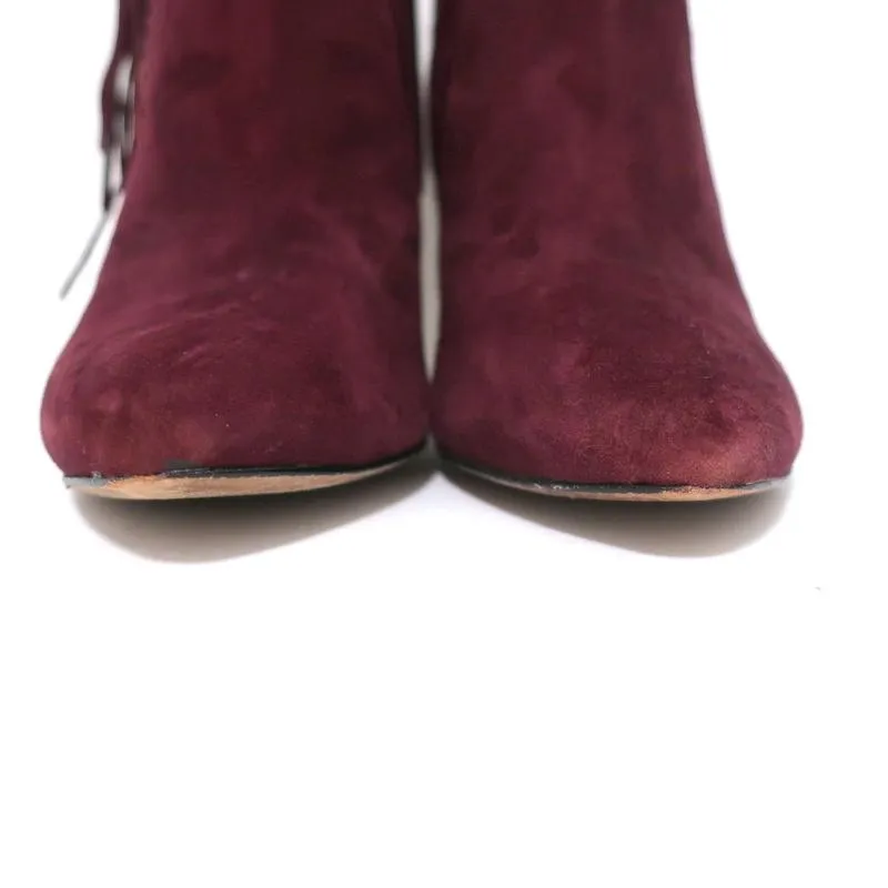 Bottines Rebecca Minkoff à franges en suédine vin Ilan, pointure 9, bout pointu