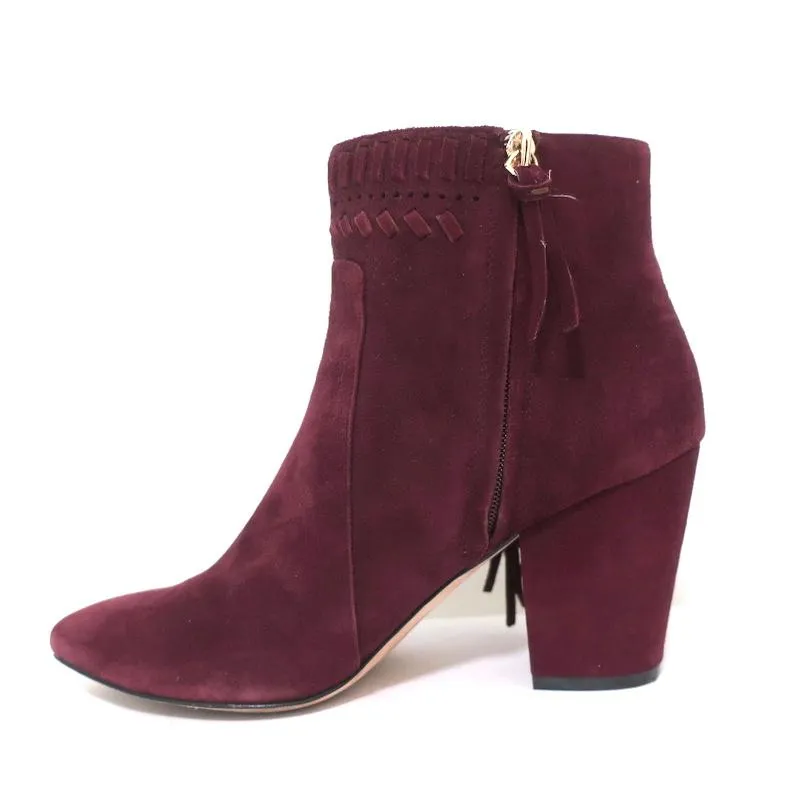 Bottines Rebecca Minkoff à franges en suédine vin Ilan, pointure 9, bout pointu