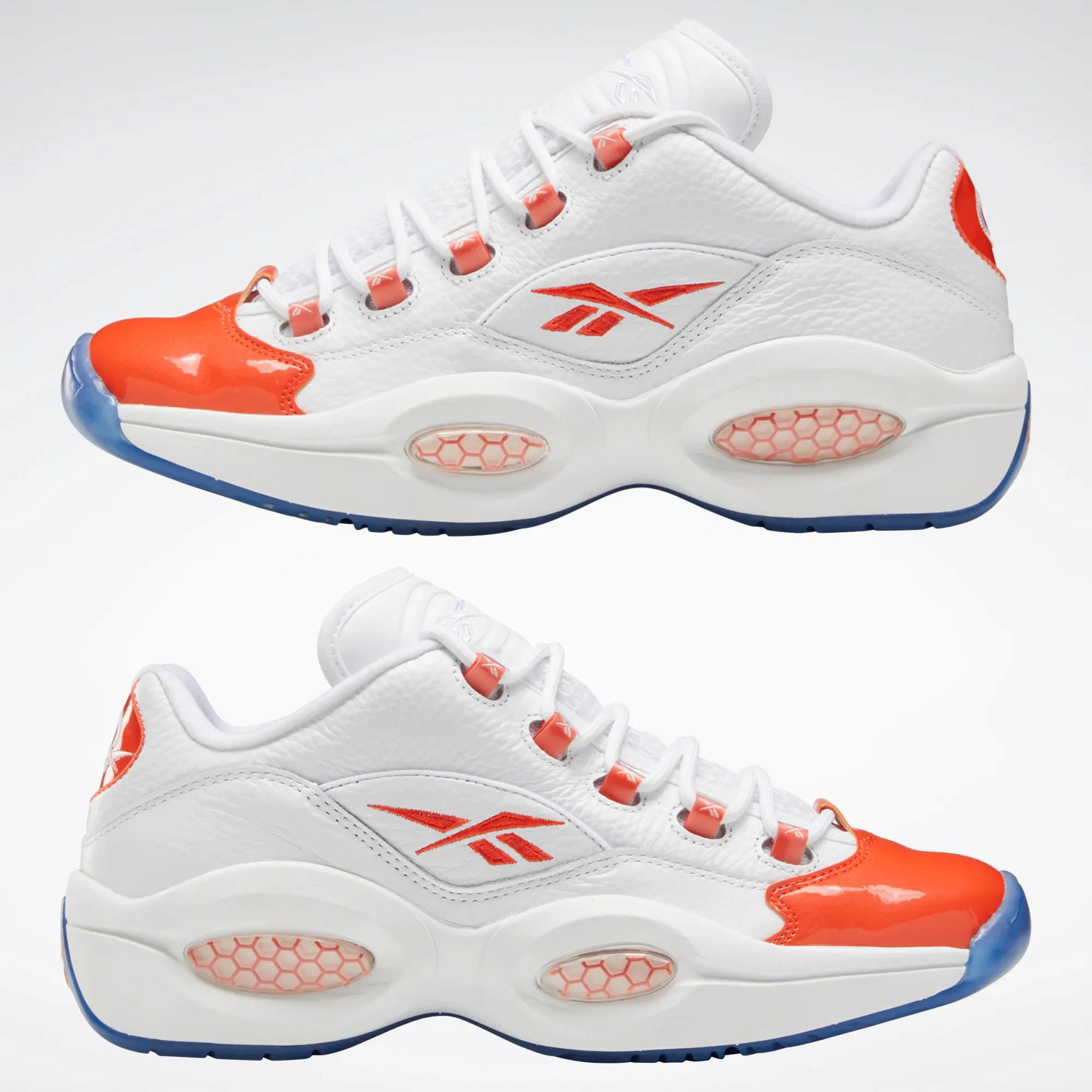 Chaussures de basketball Reebok Question Low pour homme - Blanc / Orange vif / Reebok Ice-A1