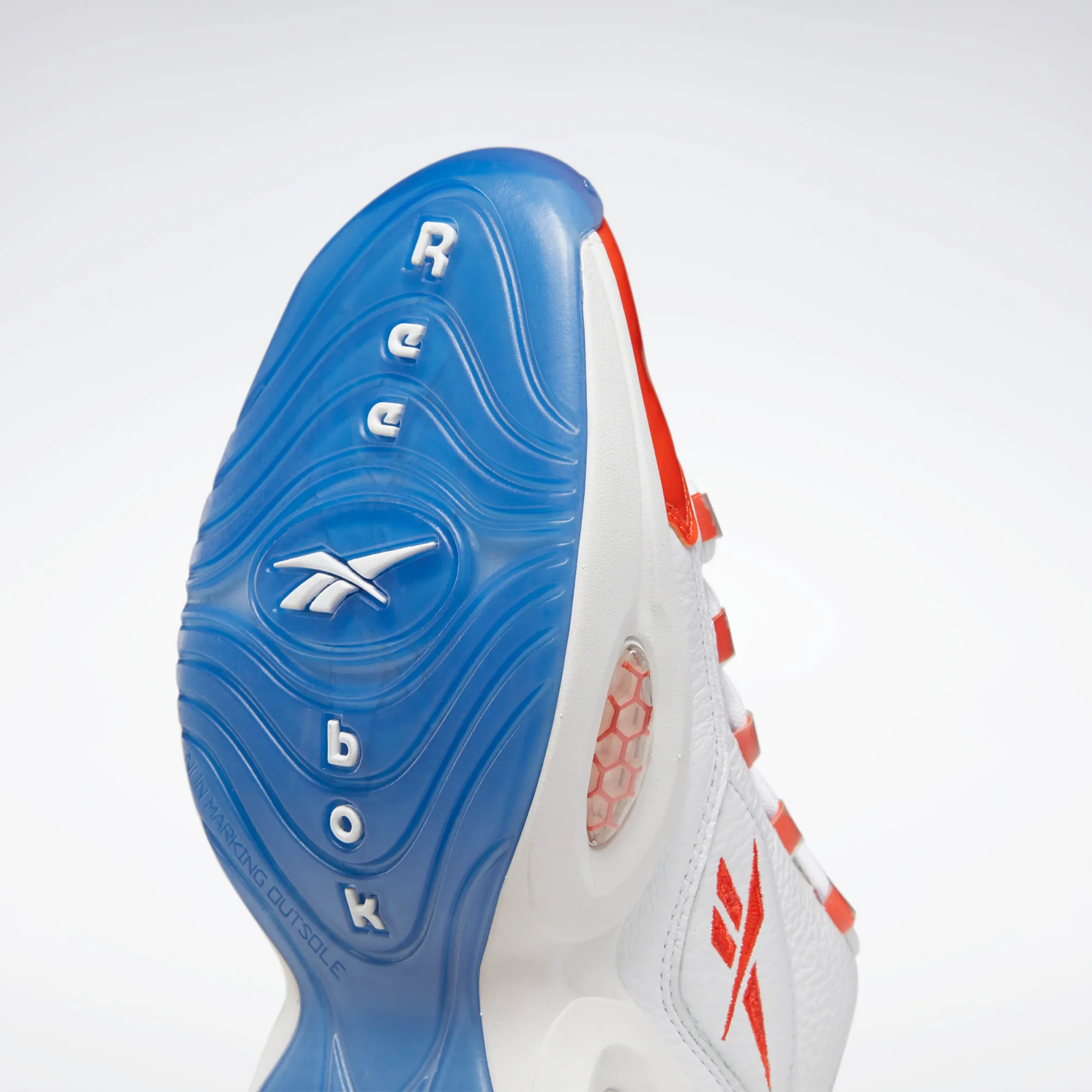 Chaussures de basketball Reebok Question Low pour homme - Blanc / Orange vif / Reebok Ice-A1