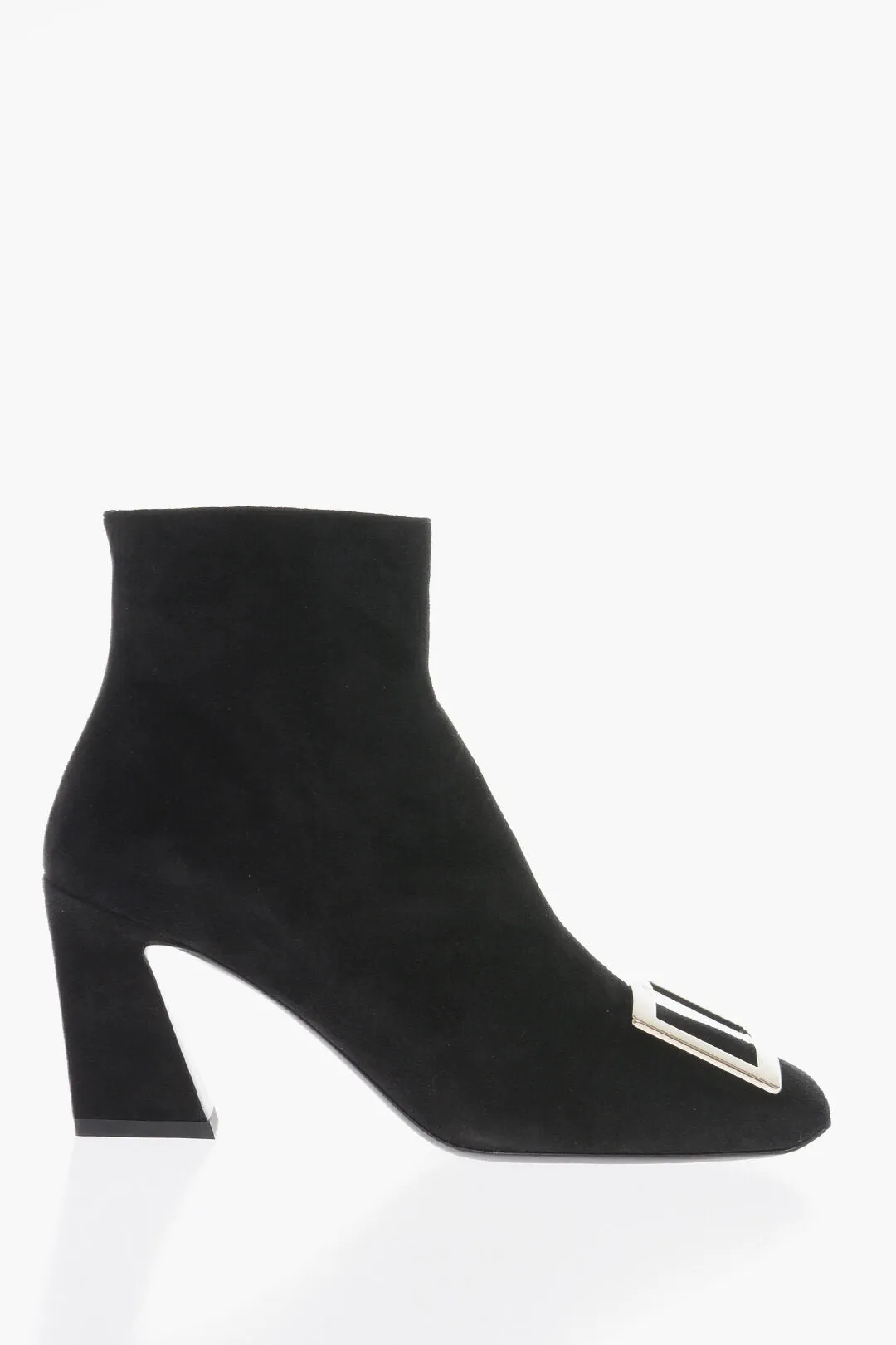 Bottines Roger Vivier en daim avec boucle décorative et talon de 8 cm