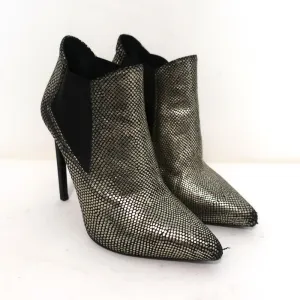 Bottines Saint Laurent Paris à bout pointu en cuir imprimé serpent doré taille 35.5