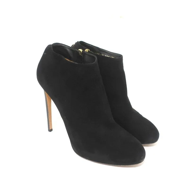 Bottines à Plateforme Salvatore Ferragamo en Suède Noir Taille 10.5 Bottes à Cheville à Talon Haut