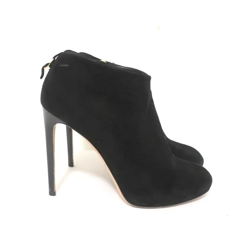 Bottines à Plateforme Salvatore Ferragamo en Suède Noir Taille 10.5 Bottes à Cheville à Talon Haut