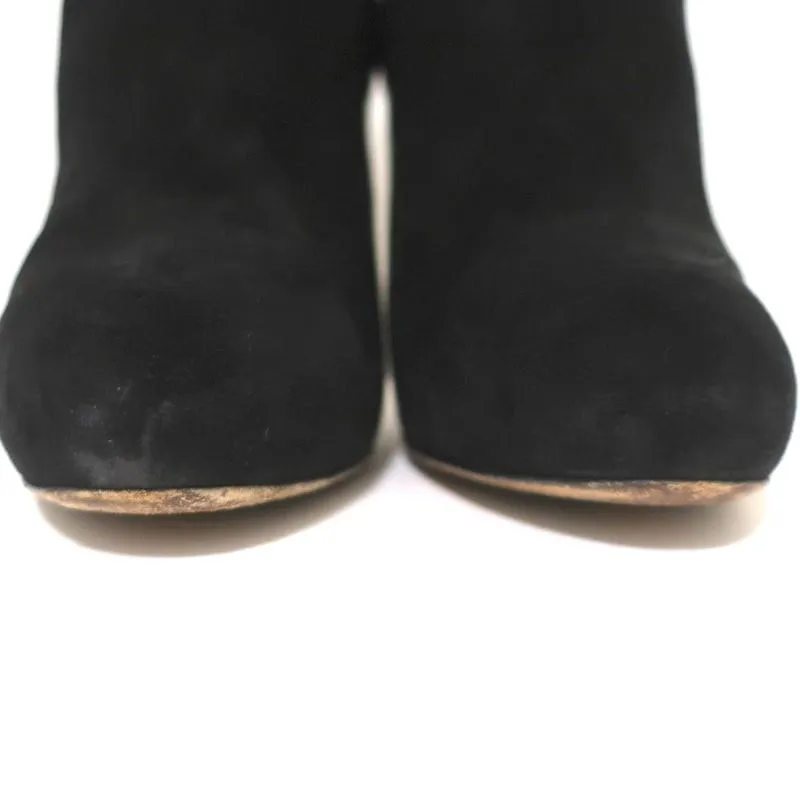 Bottines à Plateforme Salvatore Ferragamo en Suède Noir Taille 10.5 Bottes à Cheville à Talon Haut
