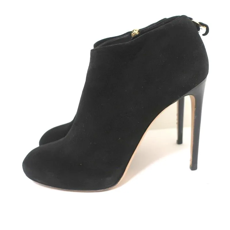 Bottines à Plateforme Salvatore Ferragamo en Suède Noir Taille 10.5 Bottes à Cheville à Talon Haut