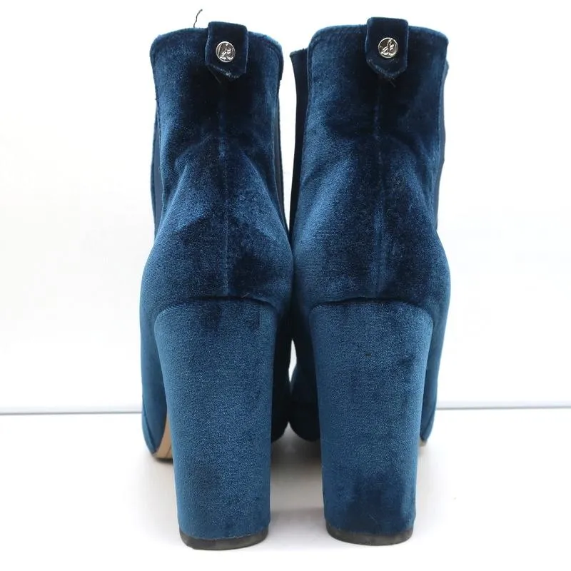 Bottes chelsea en velours Sam Edelman Bleu Taille 9.5 Bottines à talon haut