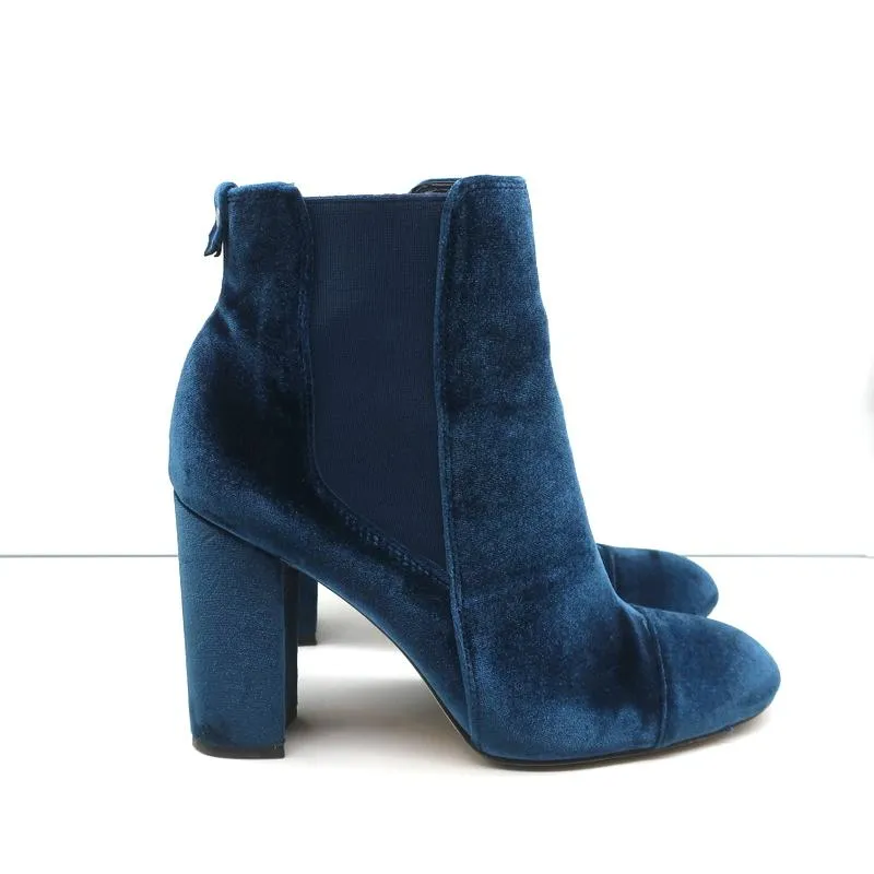 Bottes chelsea en velours Sam Edelman Bleu Taille 9.5 Bottines à talon haut