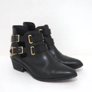 Bottes Sandro à double boucle en cuir noir taille 37 à bout pointu