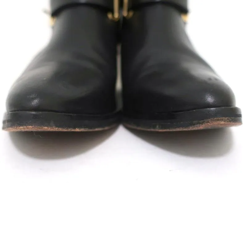 Bottes Sandro à double boucle en cuir noir taille 37 à bout pointu
