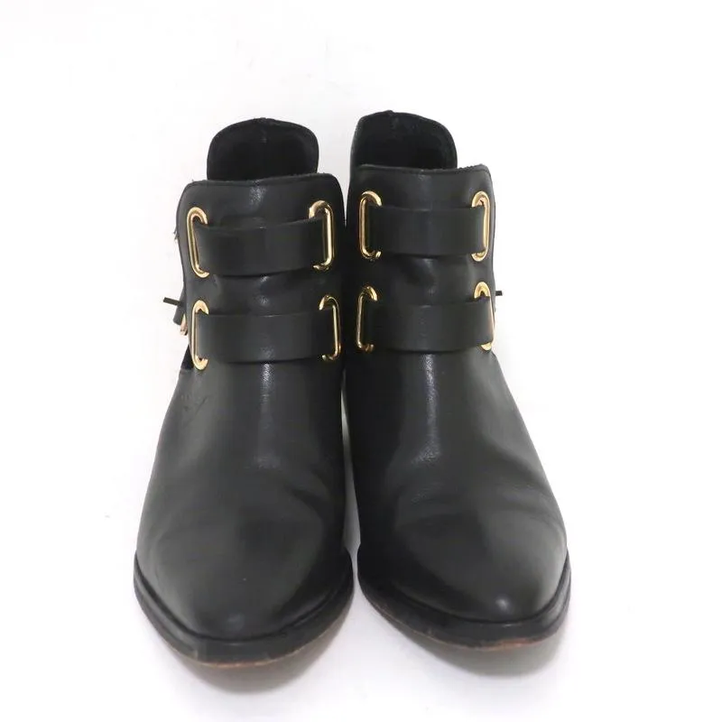 Bottes Sandro à double boucle en cuir noir taille 37 à bout pointu