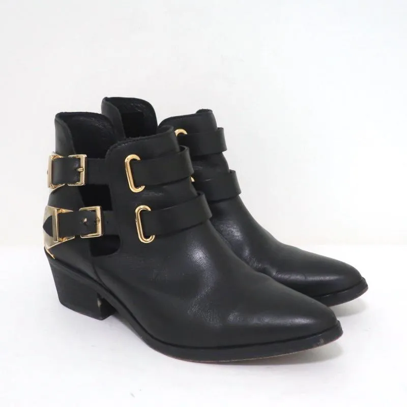 Bottes Sandro à double boucle en cuir noir taille 37 à bout pointu