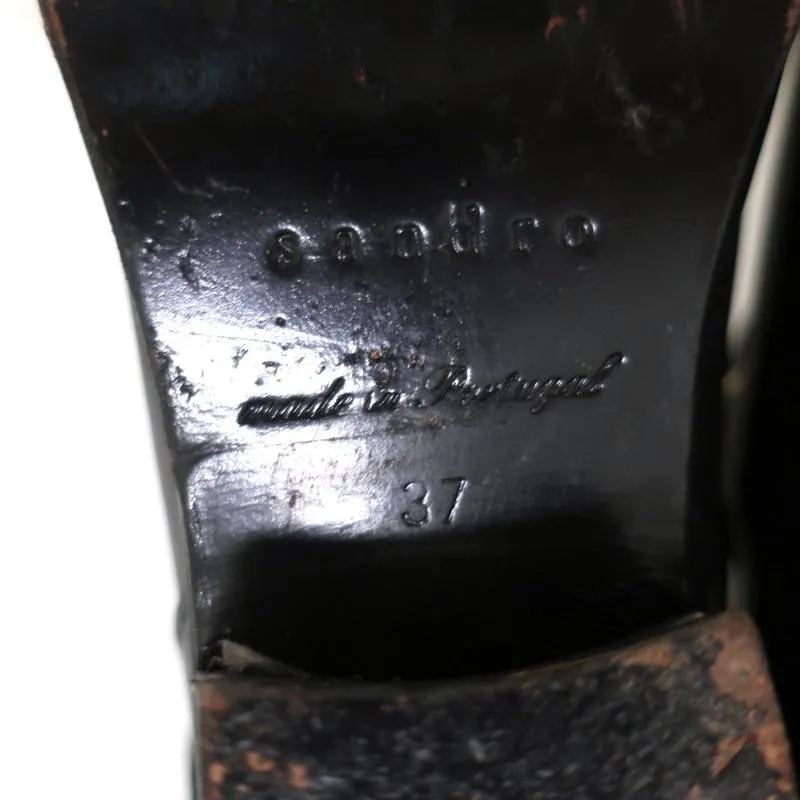 Bottes Sandro à double boucle en cuir noir taille 37 à bout pointu