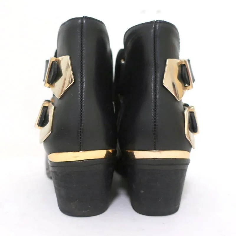 Bottes Sandro à double boucle en cuir noir taille 37 à bout pointu