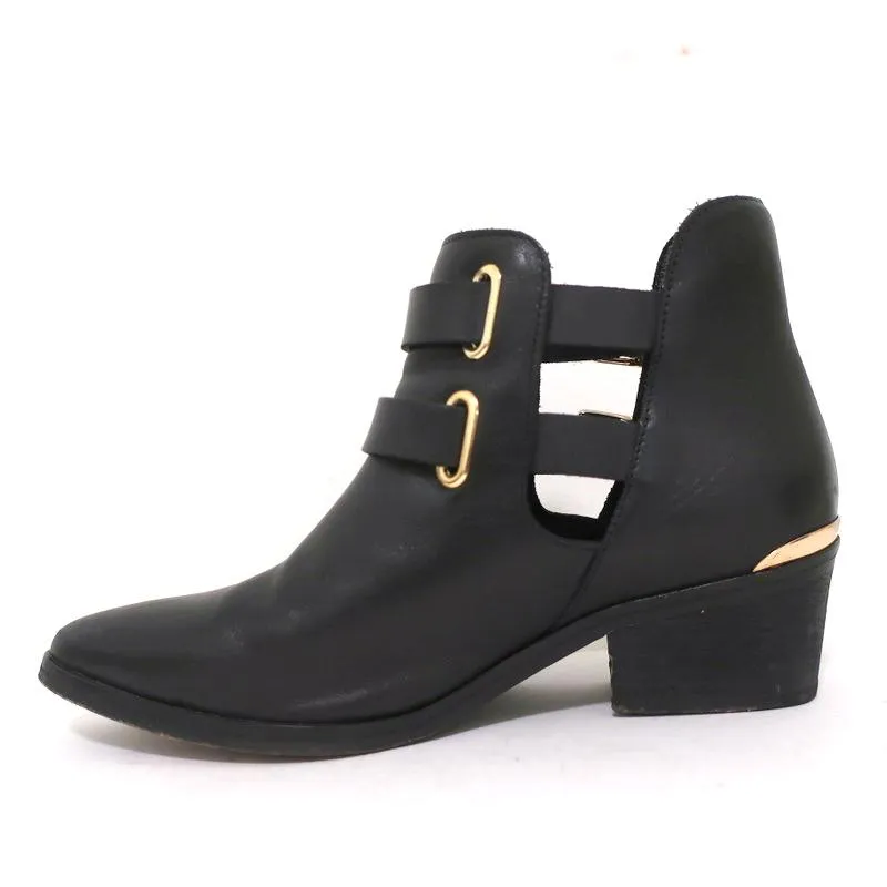 Bottes Sandro à double boucle en cuir noir taille 37 à bout pointu