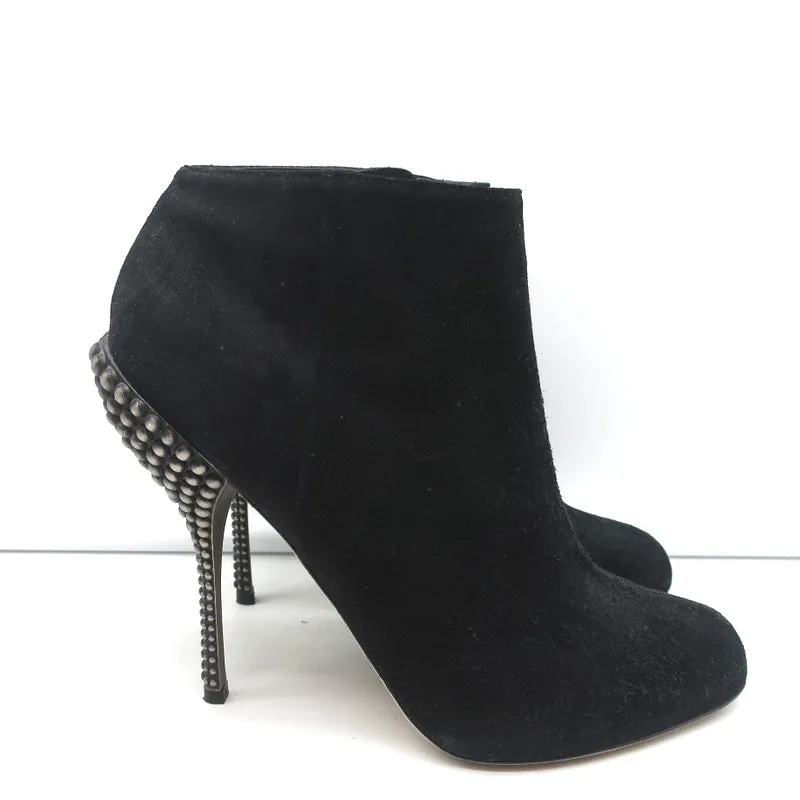 Bottines Sergio Rossi à talon clouté en daim noir Taille 38.5 Bottes cheville