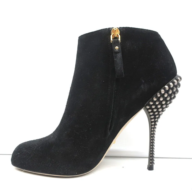 Bottines Sergio Rossi à talon clouté en daim noir Taille 38.5 Bottes cheville