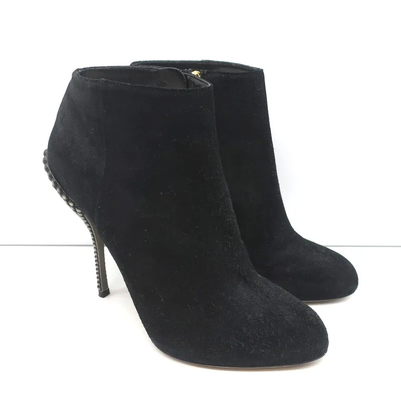 Bottines Sergio Rossi à talon clouté en daim noir Taille 38.5 Bottes cheville