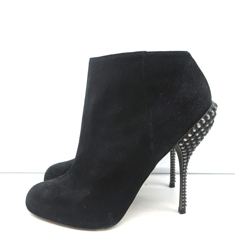 Bottines Sergio Rossi à talon clouté en daim noir Taille 38.5 Bottes cheville