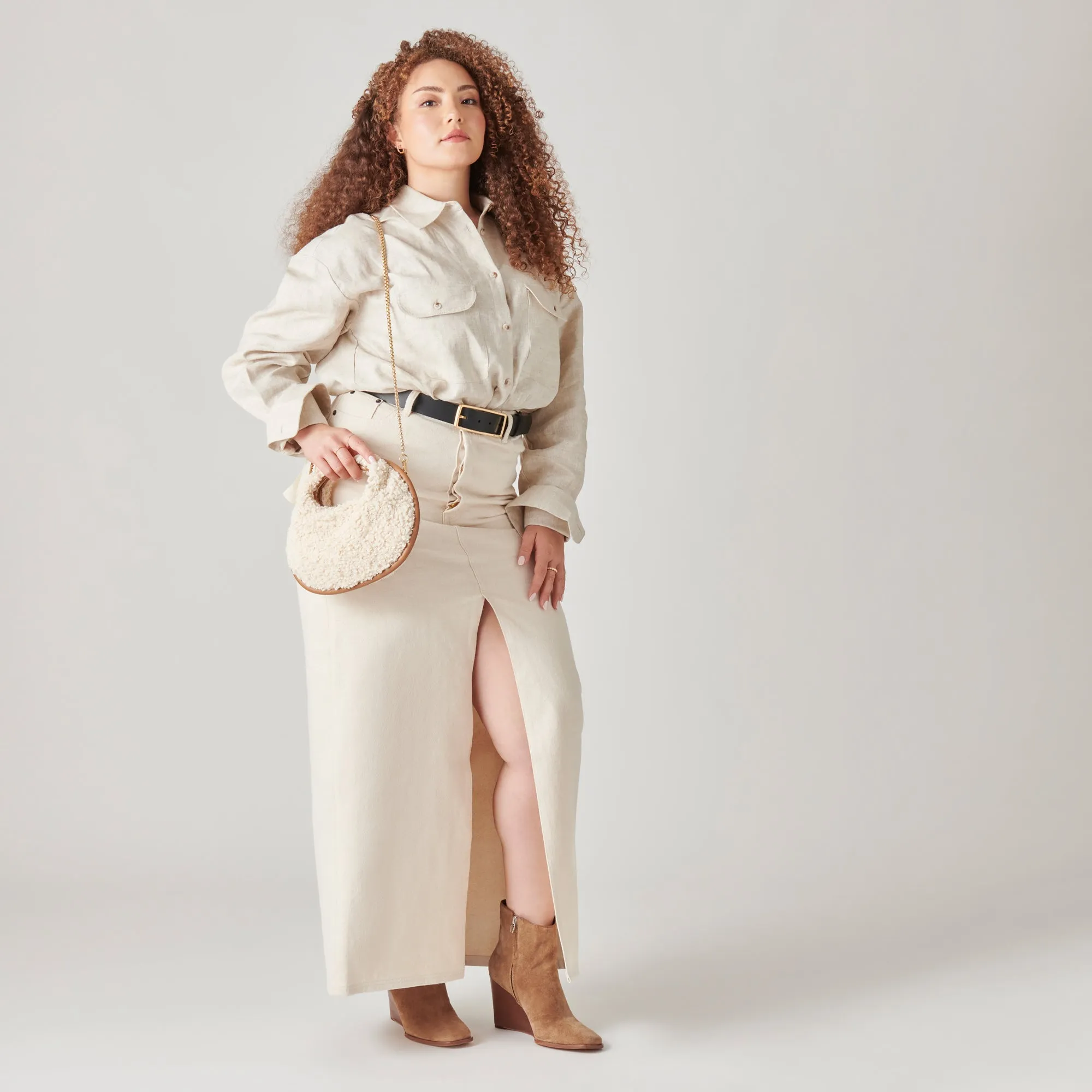 BOTTINES LARGES SUSANN EN DAIM MARRON