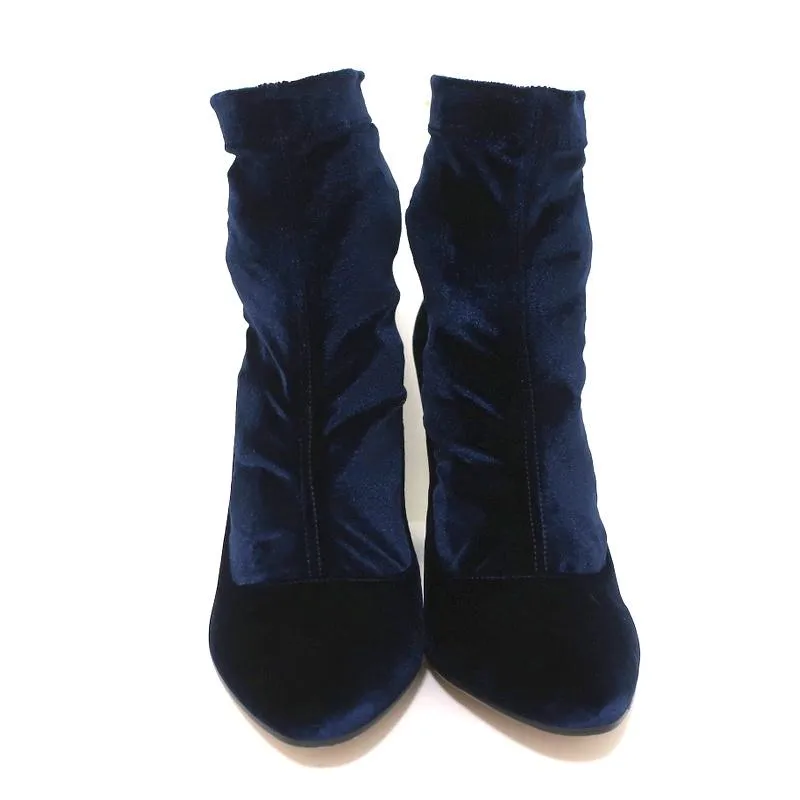Bottines Tamara Mellon en Velours Stretch Caress Navy Taille 41 à Talon Haut