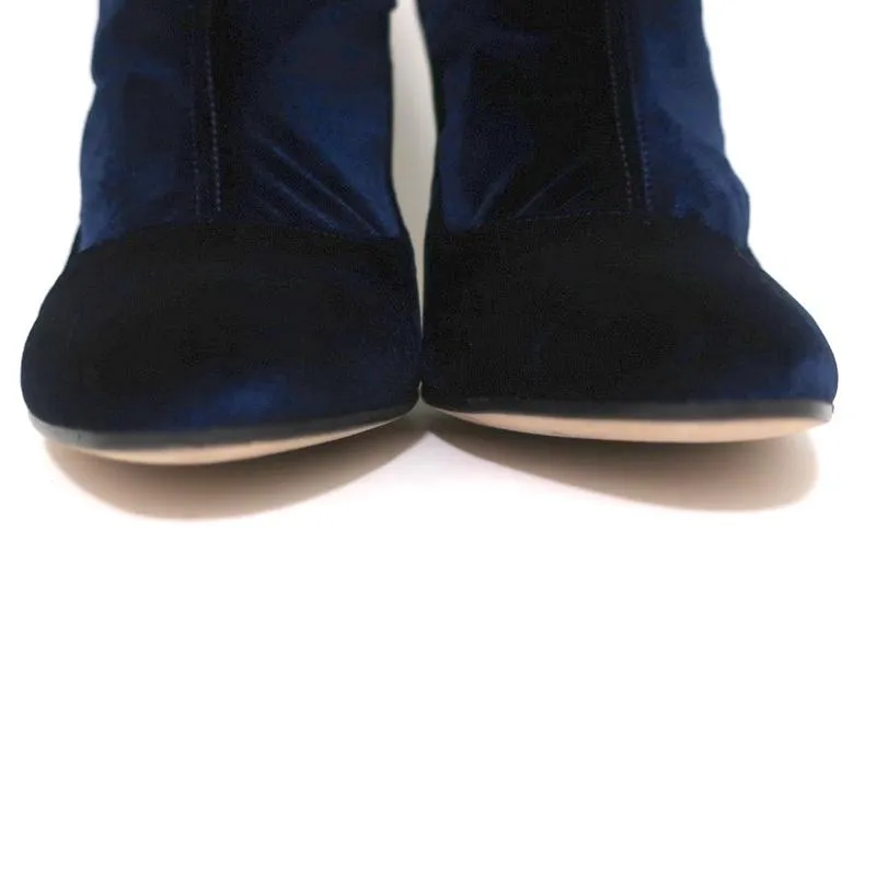 Bottines Tamara Mellon en Velours Stretch Caress Navy Taille 41 à Talon Haut