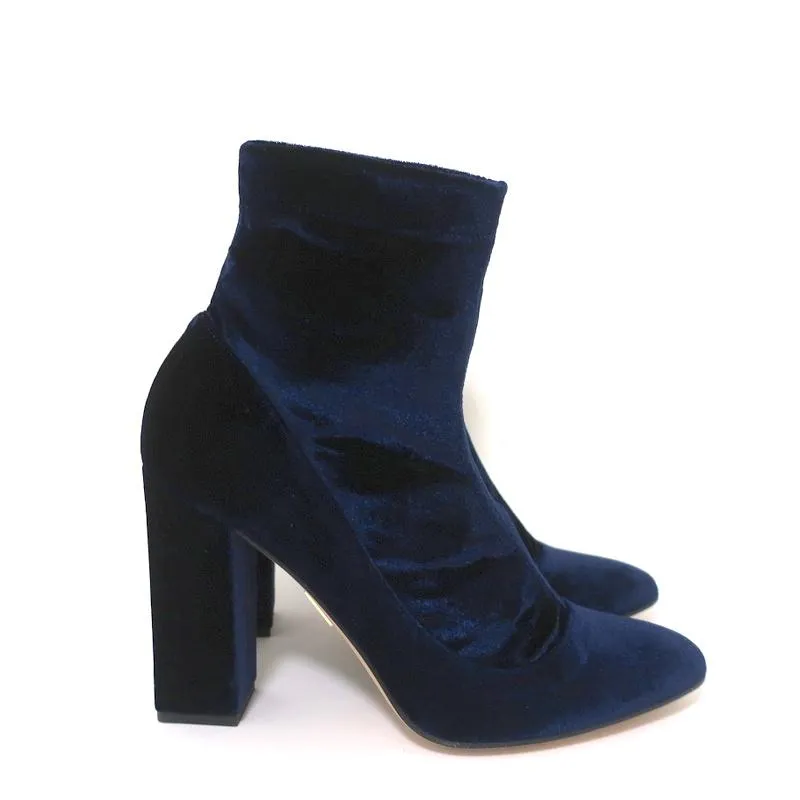 Bottines Tamara Mellon en Velours Stretch Caress Navy Taille 41 à Talon Haut