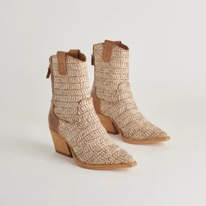 TEXIN BOOTIES MARRON MULTICOLORE RAFFIA