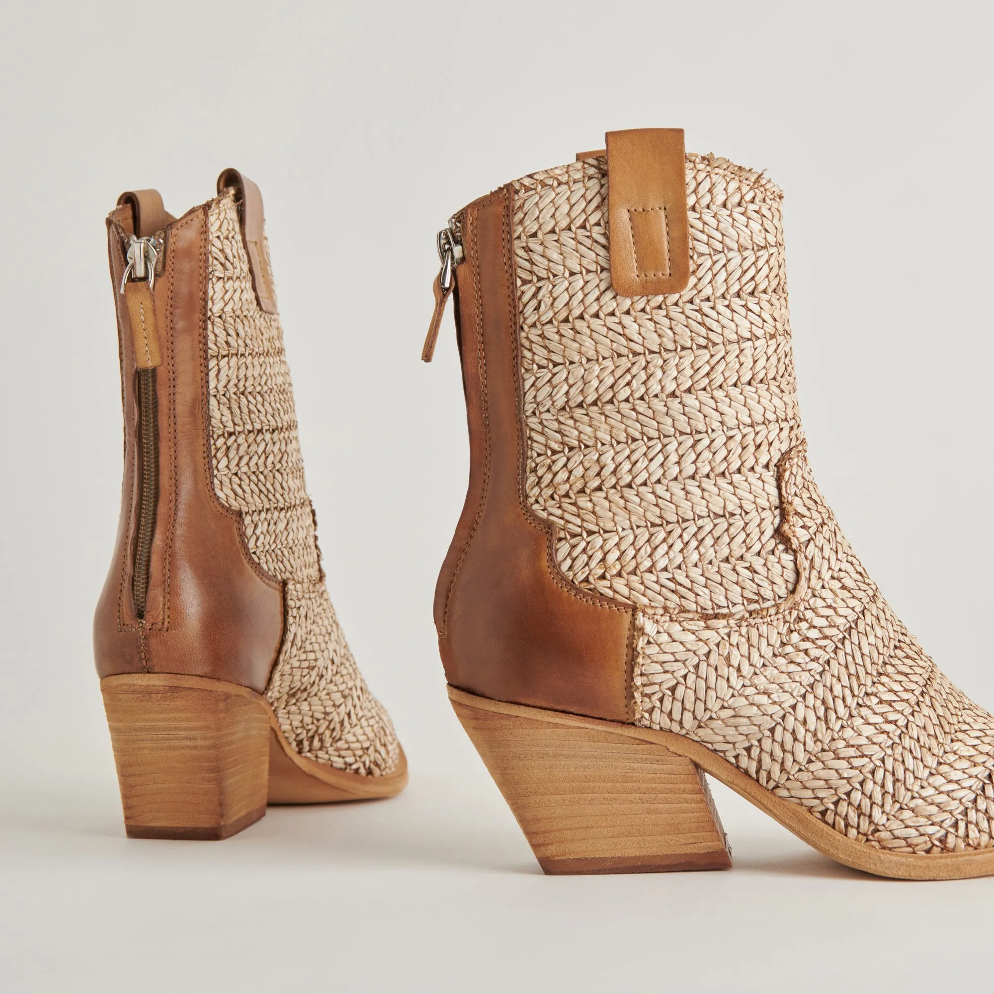 TEXIN BOOTIES MARRON MULTICOLORE RAFFIA