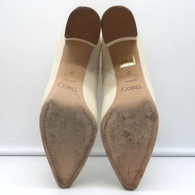 Bottines Theory en cuir crème pointure 37 à bout pointu