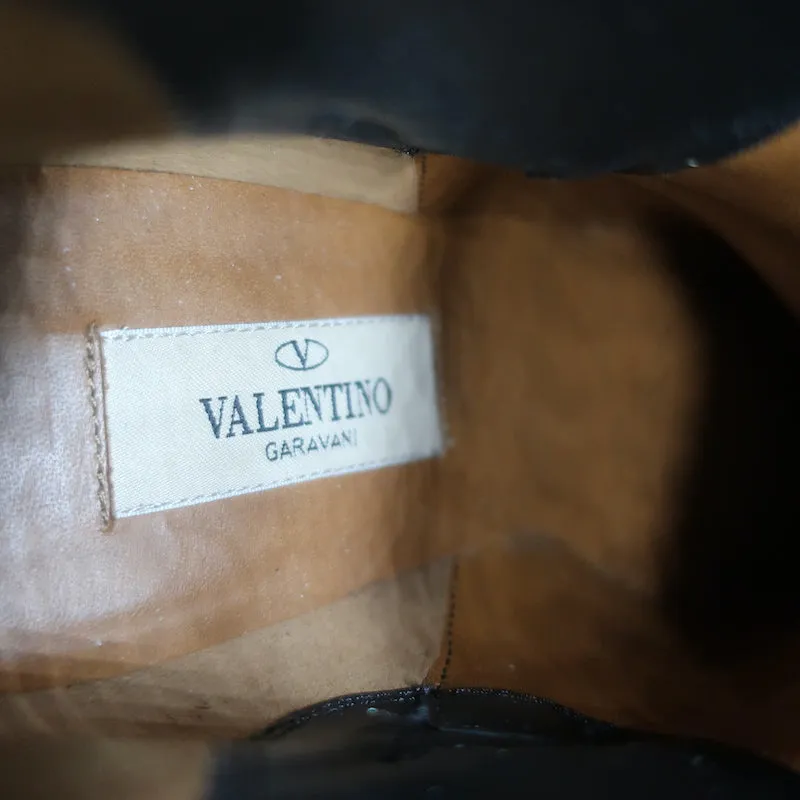 Bottes Valentino Rockstud à cheville en cuir grainé noir Taille 35.5 Bottines à talon moyen