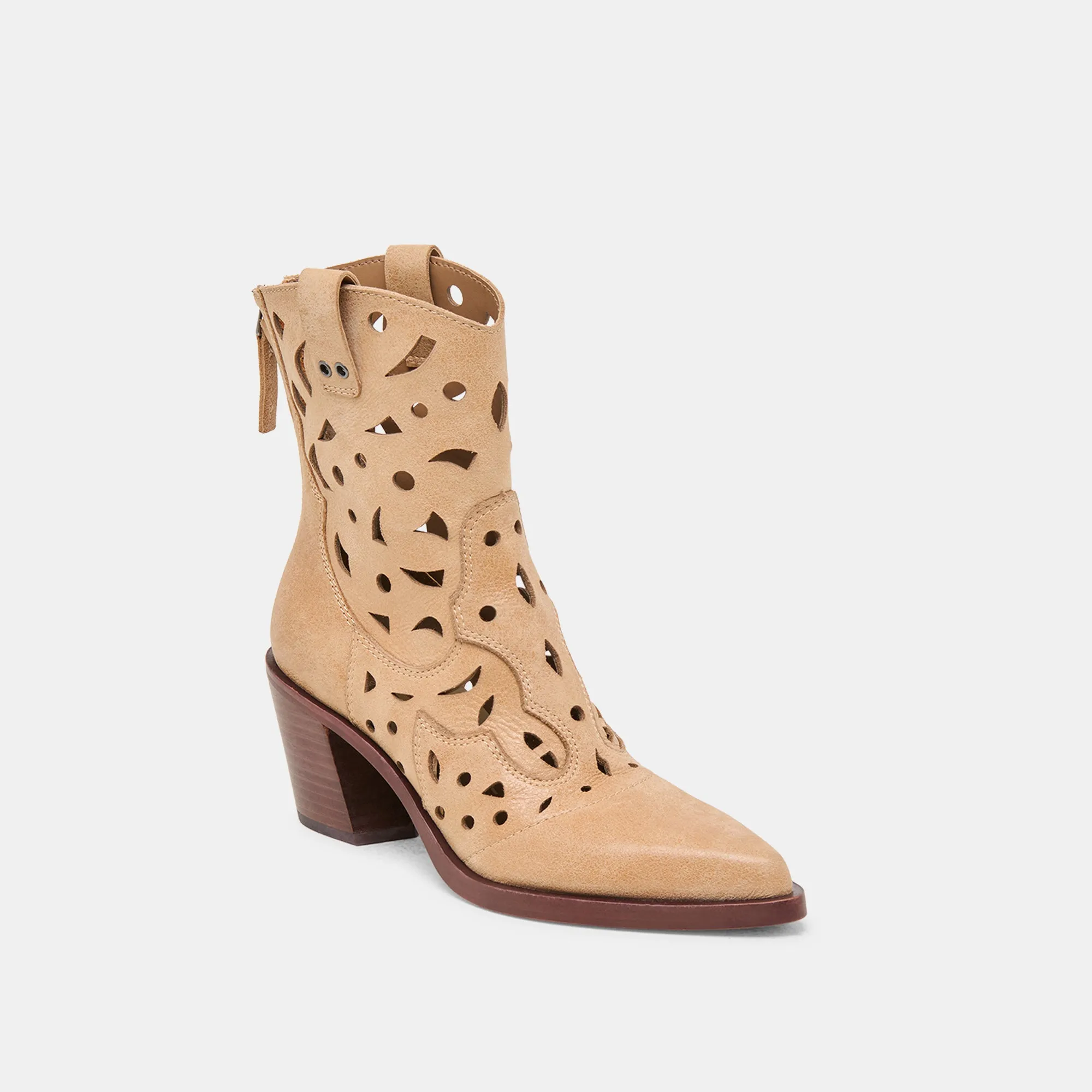 BOTTINES ZENOBI EN CUIR CAMEL DÉLAVÉ