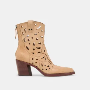 BOTTINES ZENOBI EN CUIR CAMEL DÉLAVÉ